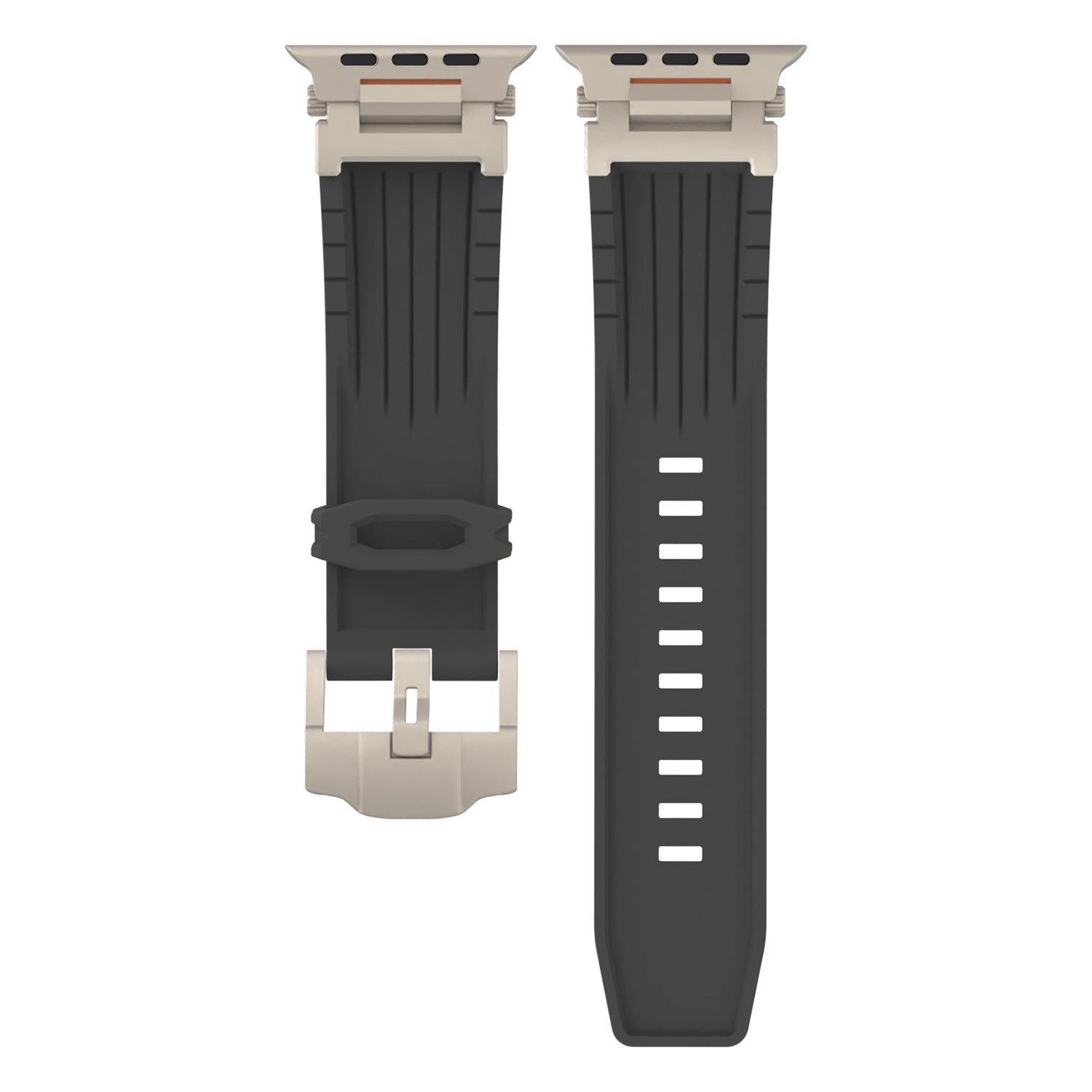 White Rugged Tactical Silicone Strap for Apple Watch Ultra & Series - Heavy-Duty Metal Clasp