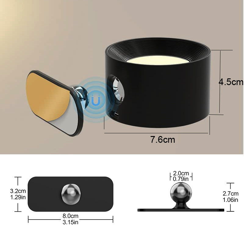 White Rechargeable LED Magnetic Wall Light - Touch Control, 3 Colors & Dimmable, USB Portable Night Lamp for Reading & Cabinets