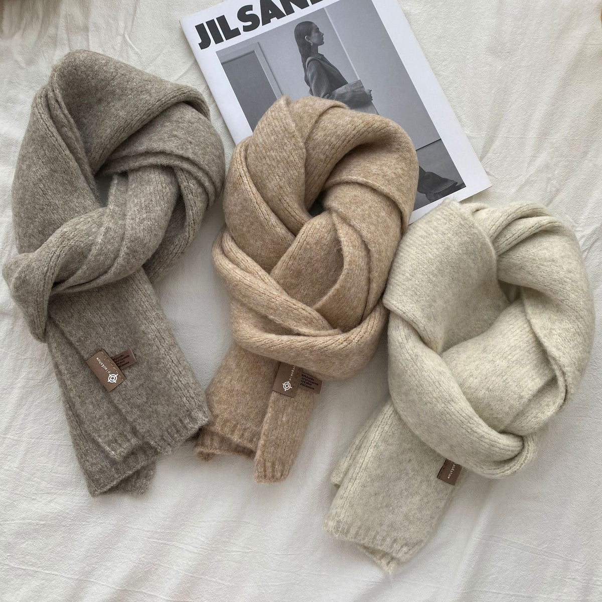 Brown Luxuriously Soft Wool Blend Knit Scarf - Cozy Warm Solid Colour Unisex Winter Essential