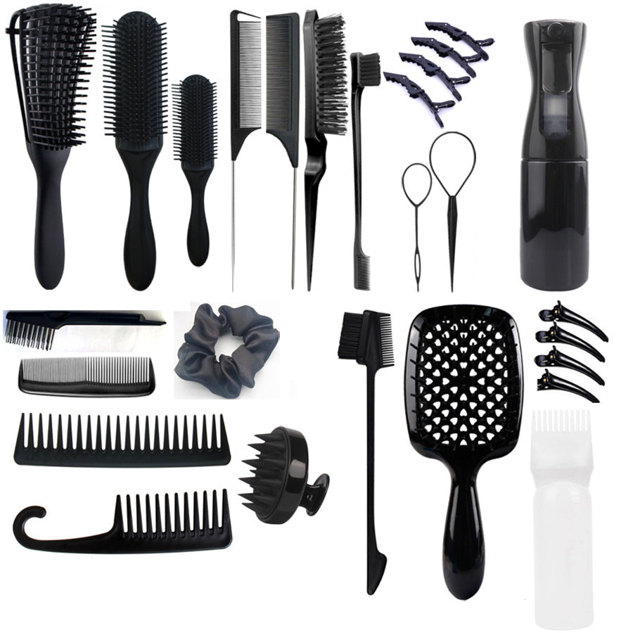 Black Ultimate 27-Piece Hair Styling &amp; Care Kit - Detangling Brushes, Combs, Scalp Massager &amp; Salon Accessories