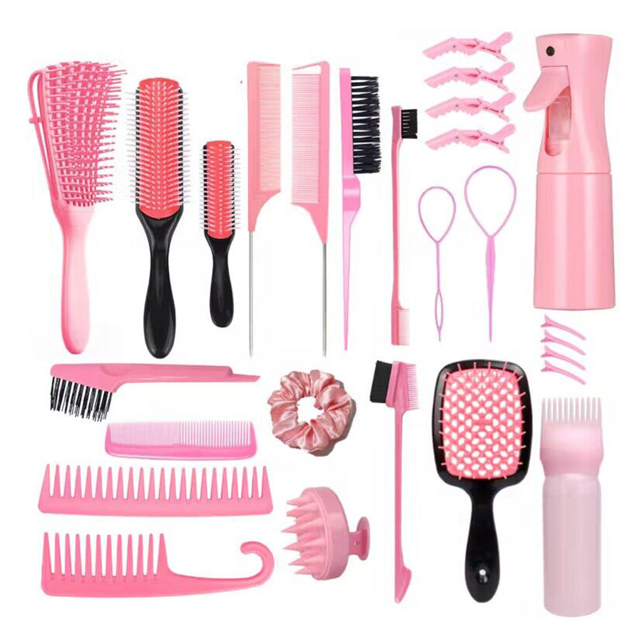 Pink Ultimate 27-Piece Hair Styling &amp; Care Kit - Detangling Brushes, Combs, Scalp Massager &amp; Salon Accessories