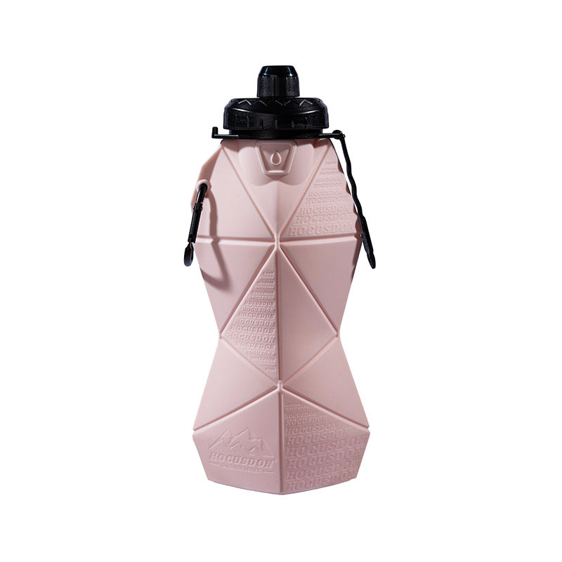 Pink and Black Cup Lid Ultimate Foldable Silicone Water Bottle - Lightweight Leakproof Travel &amp; Sports Hydration - 700ml
