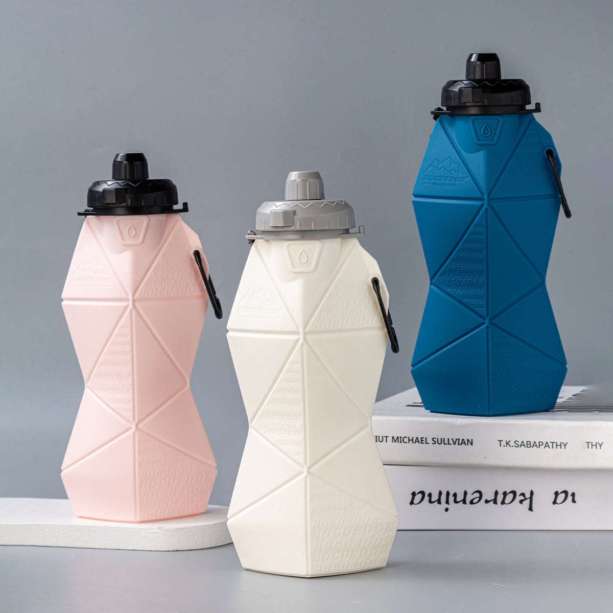 Pink and Black Cup Lid Ultimate Foldable Silicone Water Bottle - Lightweight Leakproof Travel & Sports Hydration - 700ml