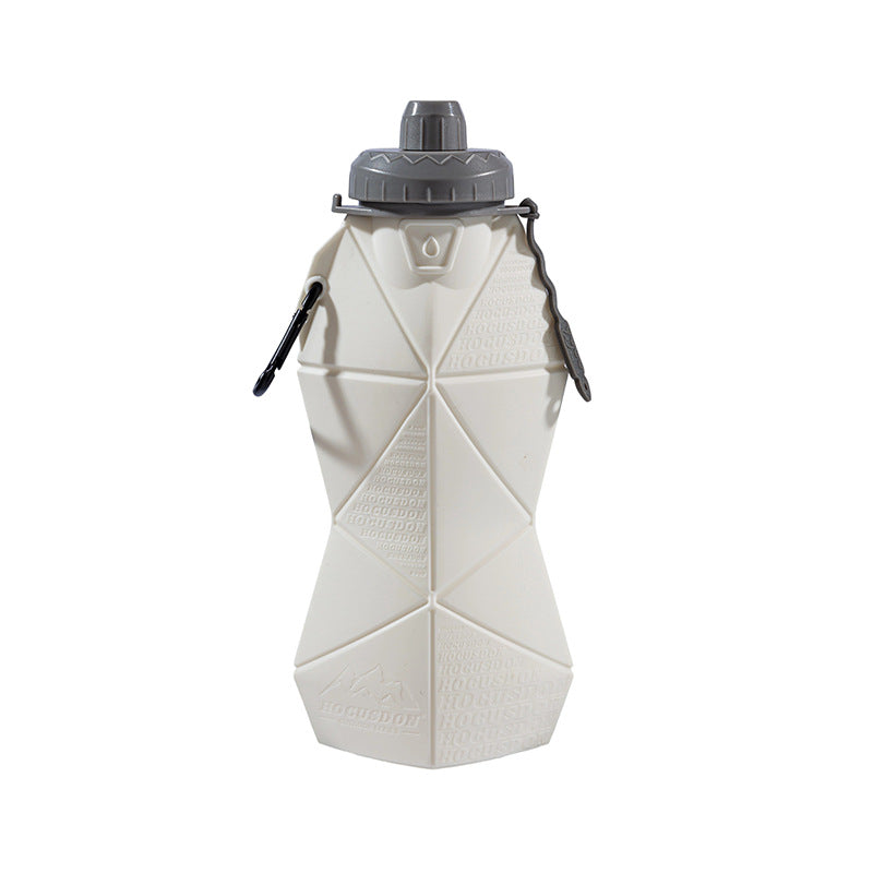 White and Grey Cup Lid Ultimate Foldable Silicone Water Bottle - Lightweight Leakproof Travel &amp; Sports Hydration - 700ml