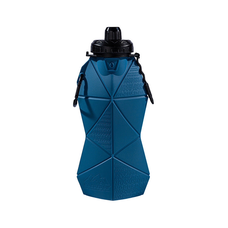 Blue and Black Cup Lid Ultimate Foldable Silicone Water Bottle - Lightweight Leakproof Travel &amp; Sports Hydration - 700ml