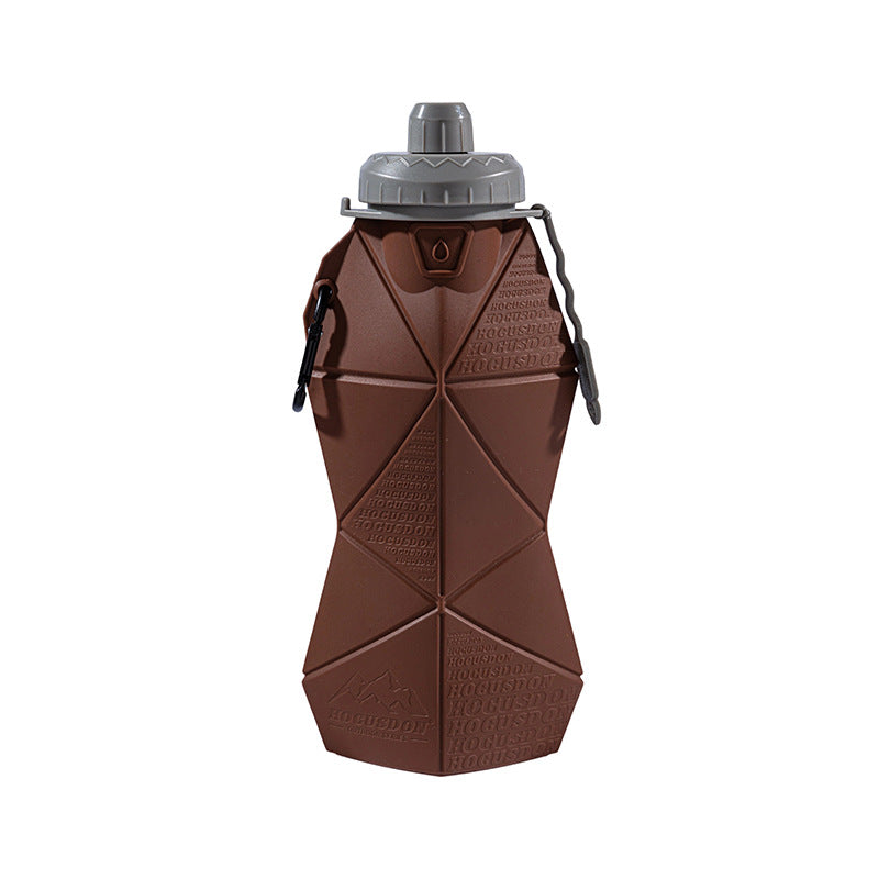 Brown and Grey Cup Lid Ultimate Foldable Silicone Water Bottle - Lightweight Leakproof Travel &amp; Sports Hydration - 700ml