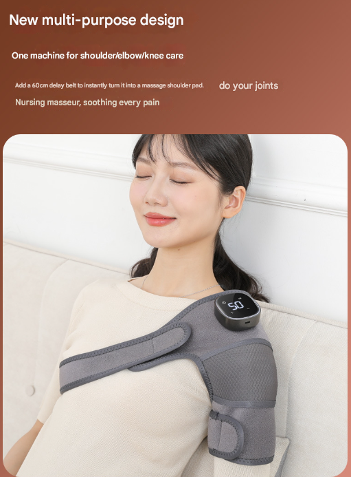 Grey Wireless Heated Knee Massager Brace - Rechargeable Vibration & Heat Therapy for Joint Pain Relief & Arthritis Support