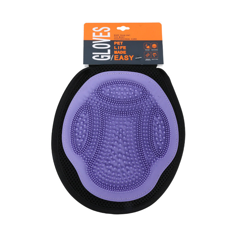 Purple 3-Pack Gentle Pet Grooming Glove - Deshedding, Bathing &amp; Massage Mitt for Dogs &amp; Cats, Breathable &amp; Adjustable