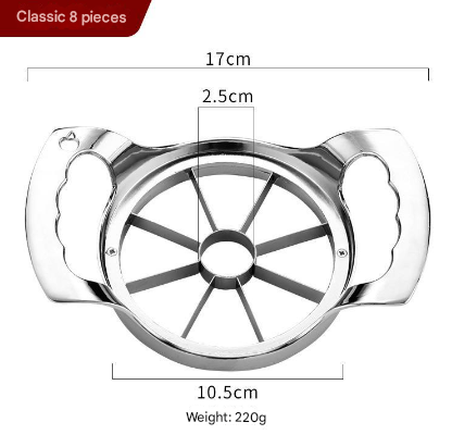 Silver Premium Apple Slicer Corer - Heavy Duty Stainless Steel Fruit Cutter, 8-Slice Divider Kitchen Gadget