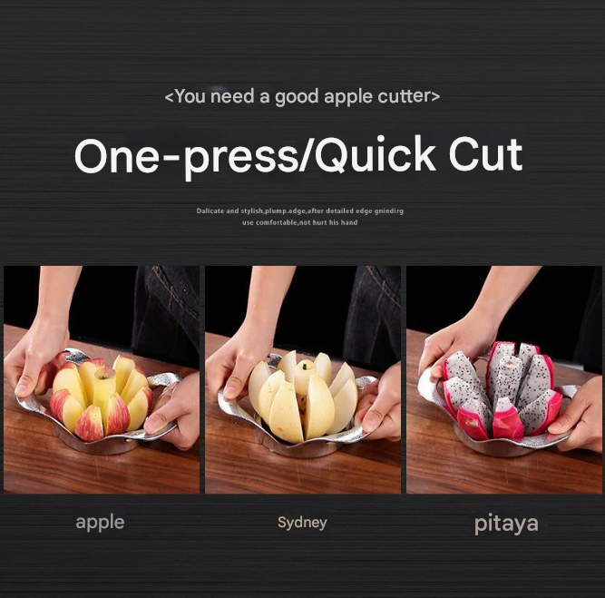 Silver Premium Apple Slicer Corer - Heavy Duty Stainless Steel Fruit Cutter, 8-Slice Divider Kitchen Gadget