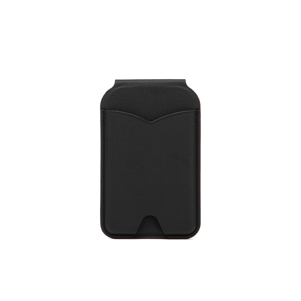 Black Chic MagSafe Wallet with Mirror &amp; Stand - PU Leather Card Holder for iPhone 12-16 Series