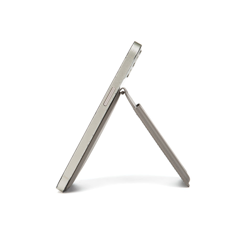 Light Grey Chic MagSafe Wallet with Mirror & Stand - PU Leather Card Holder for iPhone 12-16 Series