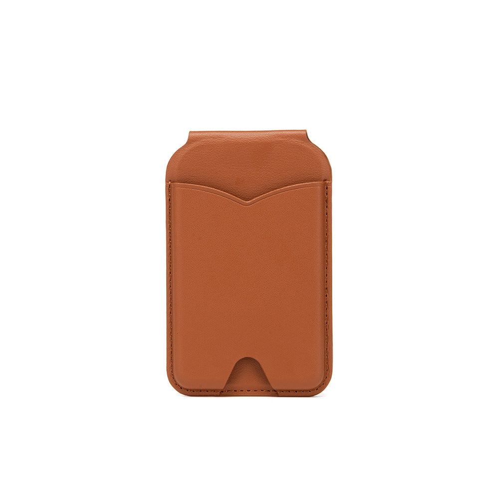 Brown Chic MagSafe Wallet with Mirror & Stand - PU Leather Card Holder for iPhone 12-16 Series