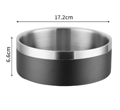 Black and Silver Premium 304 Stainless Steel Pet Bowl (32oz) - Non-Slip, Anti-Tip Food &amp; Water Dish for Dogs &amp; Cats - Durable &amp; Easy Clean