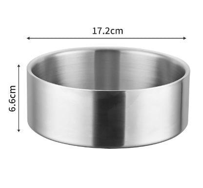 Silver Premium 304 Stainless Steel Pet Bowl (32oz) - Non-Slip, Anti-Tip Food &amp; Water Dish for Dogs &amp; Cats - Durable &amp; Easy Clean
