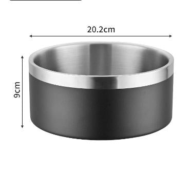 Black and Silver Premium 304 Stainless Steel Pet Bowl (64oz) - Non-Slip, Anti-Tip Food &amp; Water Dish for Dogs &amp; Cats - Durable &amp; Easy Clean