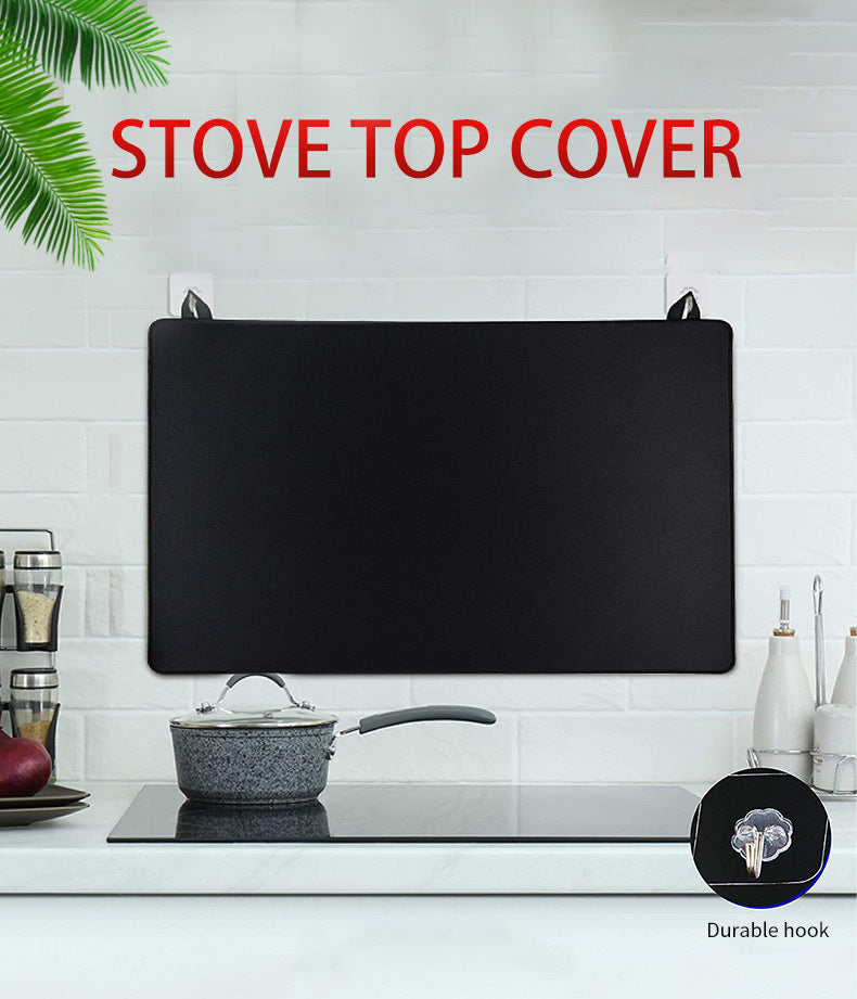 Black Premium Heat Resistant Stovetop Protector Mat - Waterproof, Anti-Slip & Easy Clean Kitchen Guard (42x28cm)