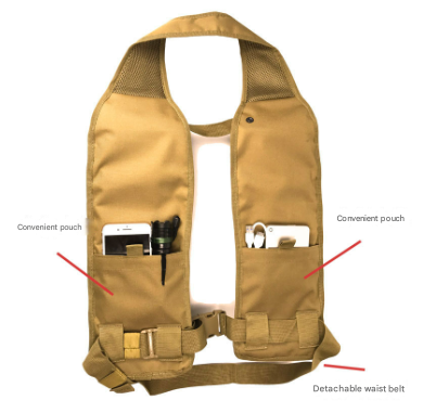 Khaki Ultimate 12-Can Beverage Carrier Vest - Hands-Free Outdoor Party Backpack