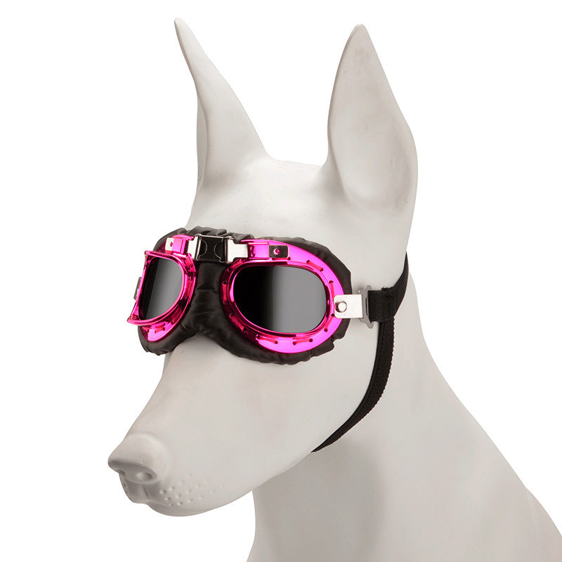 Pink Frame Black Film Retro Pet Goggles - UV Protection Sunglasses for Small Medium Dogs & Cats, Windproof Shatterproof Eye Protection