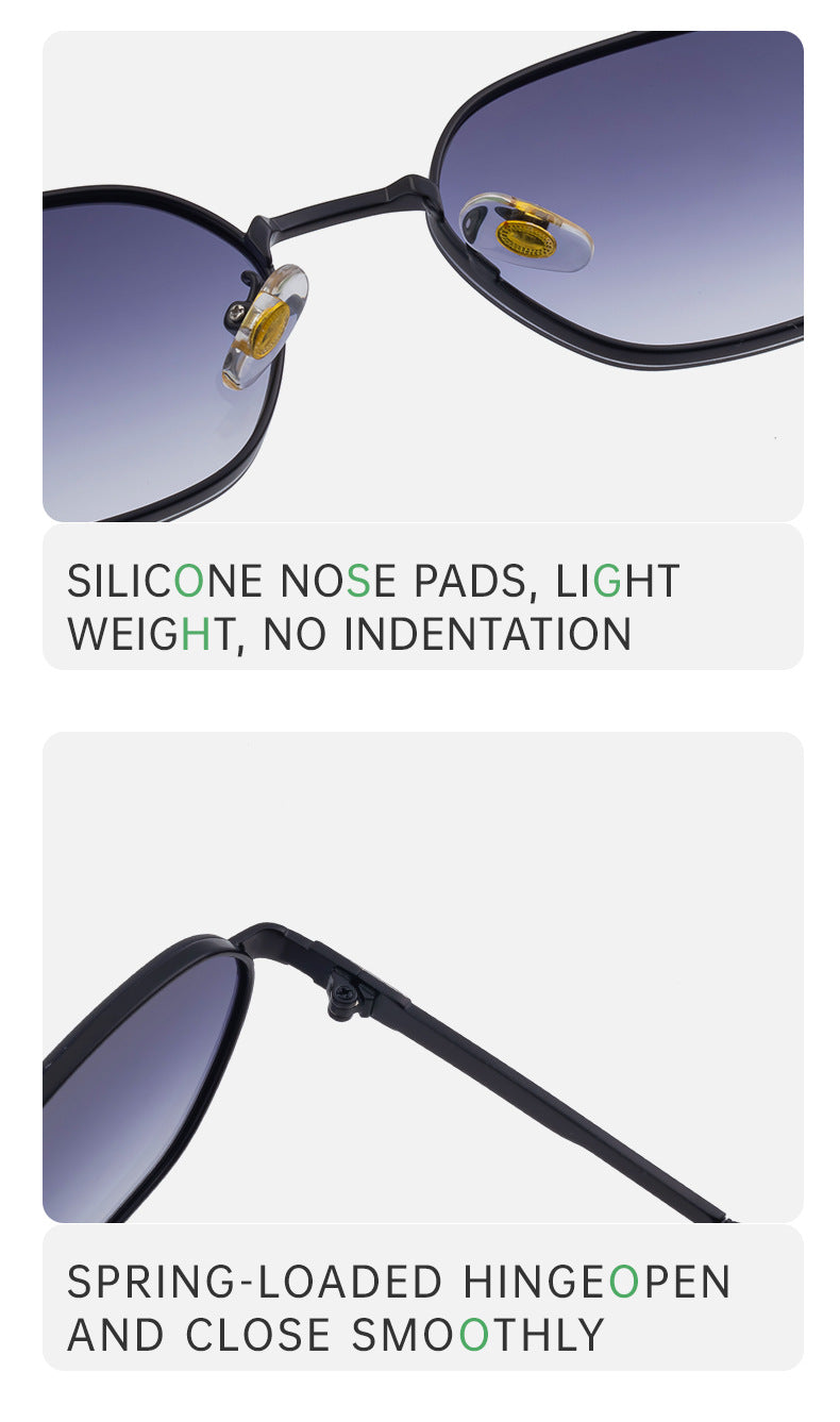 Blue Lenses Chic Oval Sunglasses for Women - UV400 Protection Lightweight Metal Frame, Comfortable Design