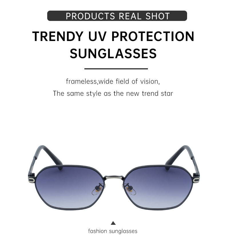 Blue Gradient Lenses Chic Oval Sunglasses for Women - UV400 Protection Lightweight Metal Frame, Comfortable Design