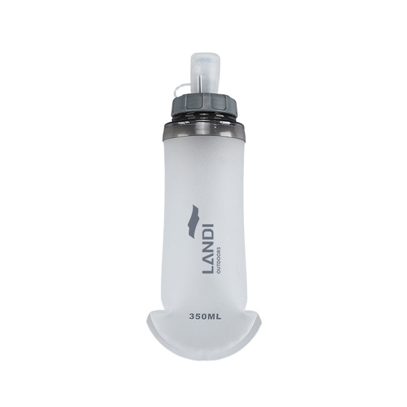 Grey and White Ultra-Lightweight 350ml Soft Running Flask - BPA-Free Collapsible TPU Water Bottle for Hiking, Cycling &amp; Outdoor Sports