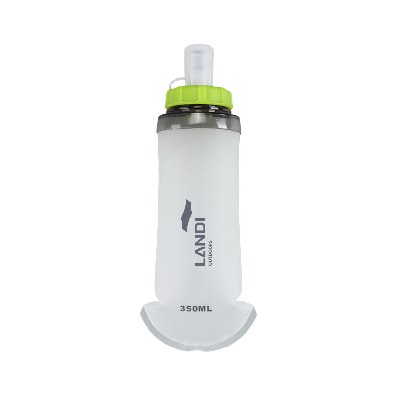 Green and White Ultra-Lightweight 350ml Soft Running Flask - BPA-Free Collapsible TPU Water Bottle for Hiking, Cycling & Outdoor Sports