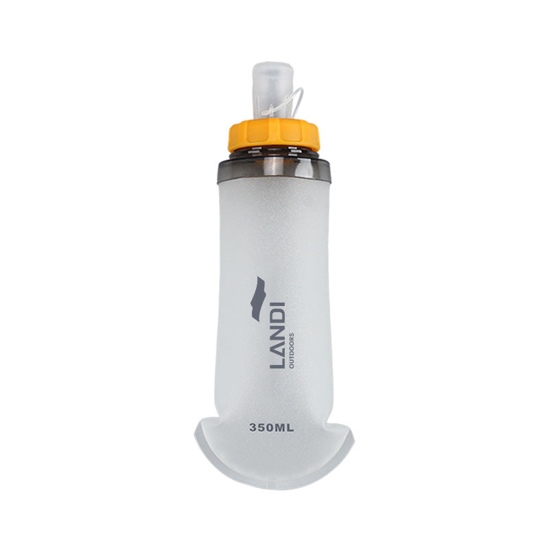 Orange and White Ultra-Lightweight 350ml Soft Running Flask - BPA-Free Collapsible TPU Water Bottle for Hiking, Cycling &amp; Outdoor Sports