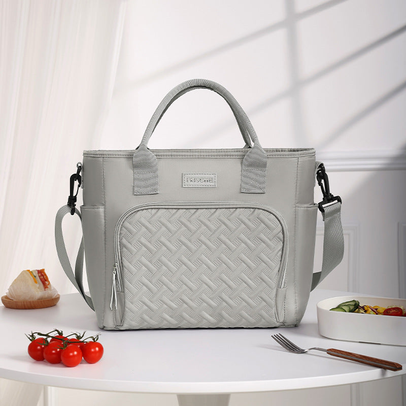 Grey Chic Insulated Lunch Tote Bag - 11L Large Capacity Cooler for Work, Picnic & Travel - Durable Oxford Fabric