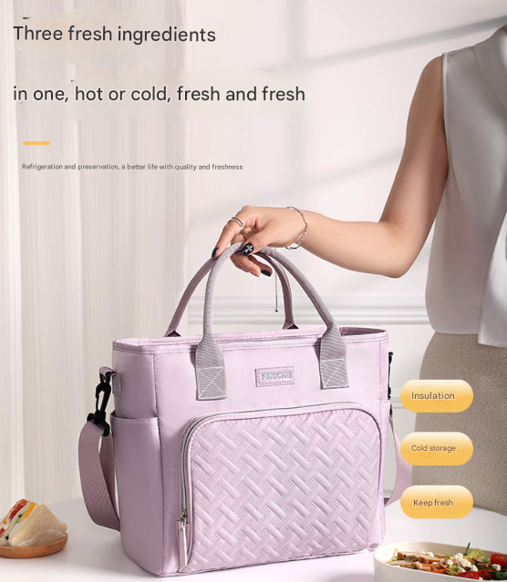 Grey Chic Insulated Lunch Tote Bag - 11L Large Capacity Cooler for Work, Picnic & Travel - Durable Oxford Fabric