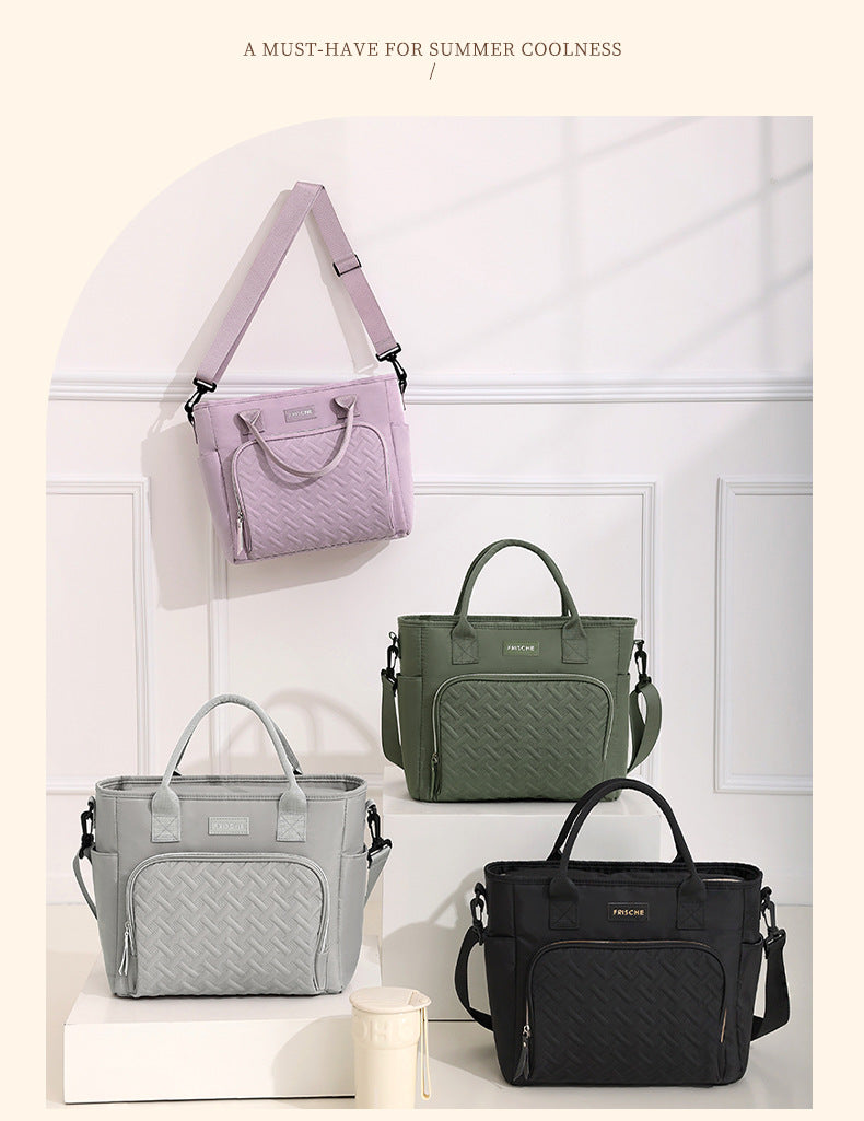 Black Chic Insulated Lunch Tote Bag - 11L Large Capacity Cooler for Work, Picnic & Travel - Durable Oxford Fabric