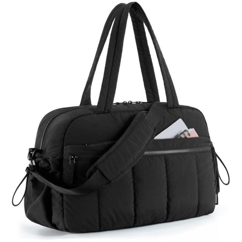 Black Versatile Carry-On Travel Duffel Bag - Airline Personal Item Size with Waterproof Wet Pocket &amp; Trolley Sleeve