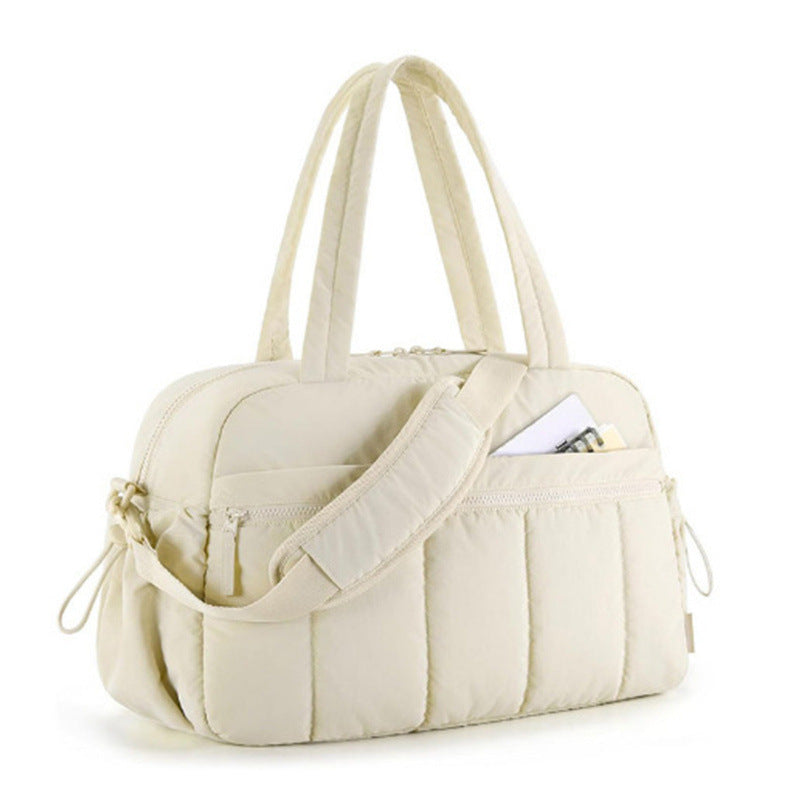 Beige Versatile Carry-On Travel Duffel Bag - Airline Personal Item Size with Waterproof Wet Pocket &amp; Trolley Sleeve