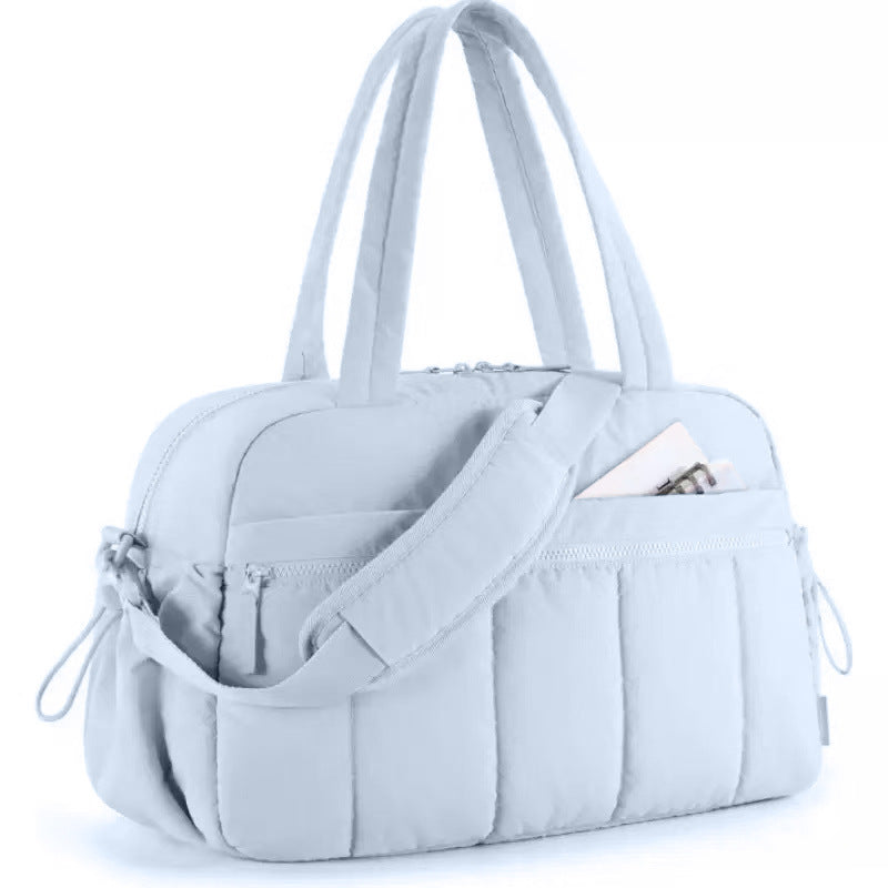 Light Blue Versatile Carry-On Travel Duffel Bag - Airline Personal Item Size with Waterproof Wet Pocket &amp; Trolley Sleeve