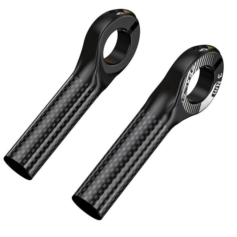 Black Ultralight Carbon Fiber Bicycle Bar Ends - Ergonomic Anti-Slip Grips for MTB &amp; Hybrid Bikes (22.2mm)