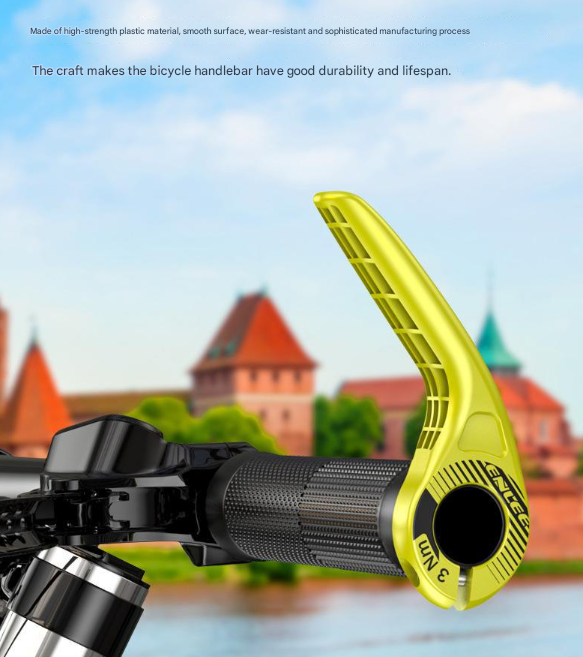 Fluorescent Yellow Ultralight Ergonomic Bike Bar Ends - High-Strength Composite Horn Grips (22.2mm)