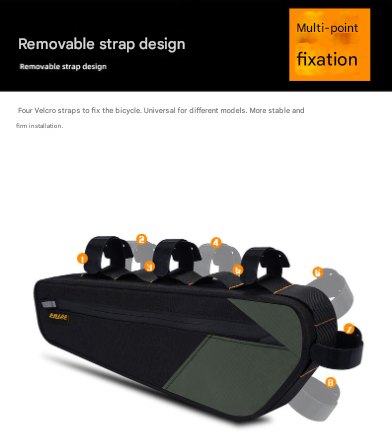 Black and Orange Waterproof Bicycle Frame Bag - 2.5L Slim Top Tube Storage Pouch for Cycling Essentials