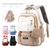 Red and White Large Capacity Student Backpack - Durable Oxford Cloth School Bag with Laptop Compartment & Multiple Pockets