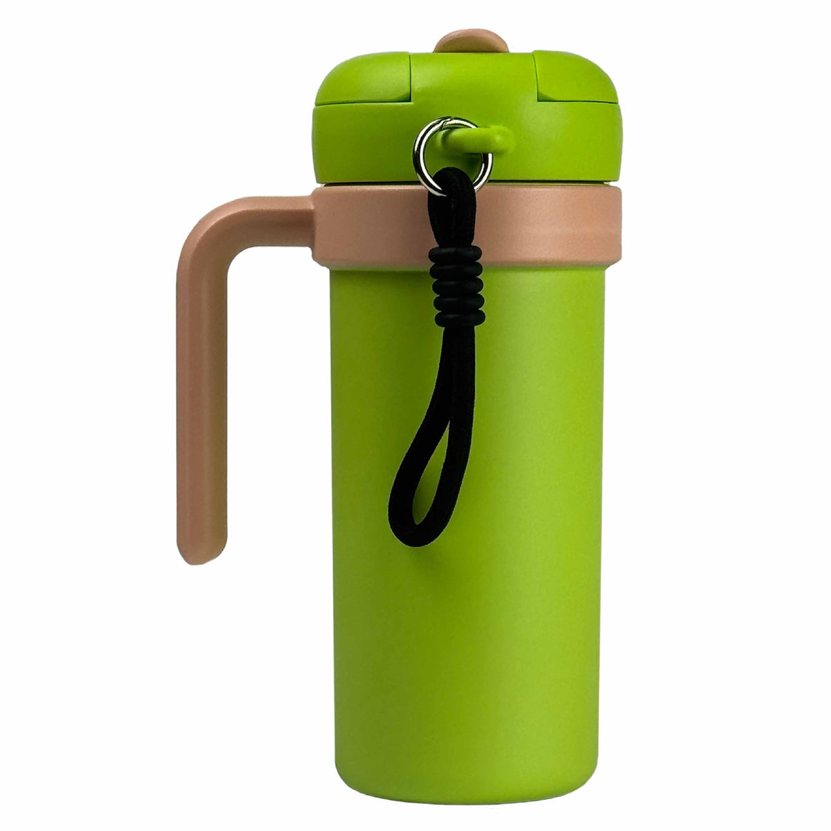 Green and Khaki 700ml Insulated Stainless Steel Tumbler with Handle, Dual-Sip Lid, Straw &amp; Tea Infuser