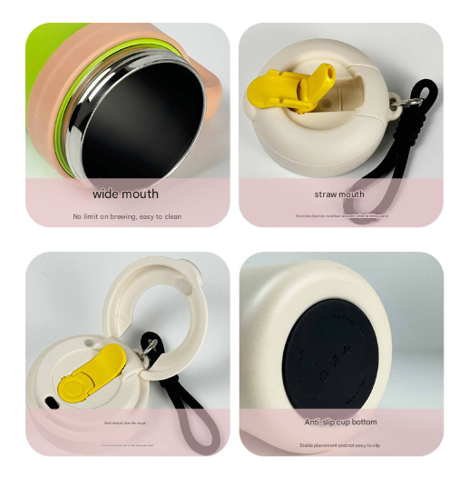 Green and Khaki 700ml Insulated Stainless Steel Tumbler with Handle, Dual-Sip Lid, Straw & Tea Infuser