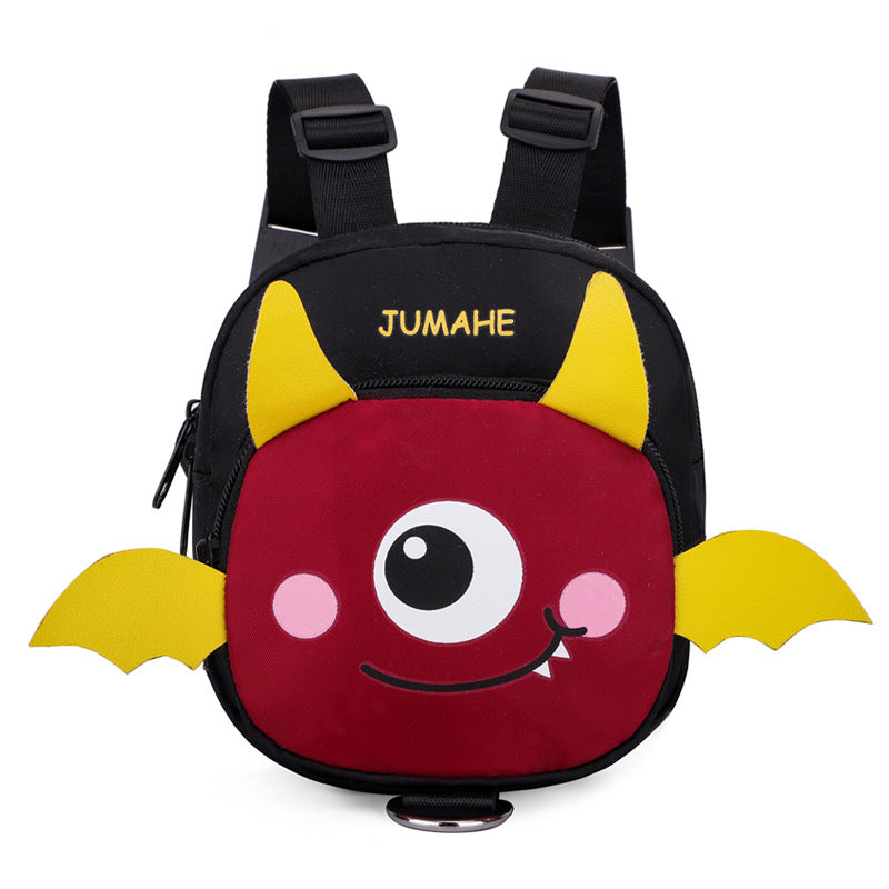 Black Adorable Monster Pet Backpack Harness - Small Dog &amp; Cat Treat Pouch with Poop Bag Dispenser