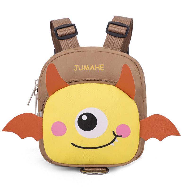 Brown Adorable Monster Pet Backpack Harness - Small Dog &amp; Cat Treat Pouch with Poop Bag Dispenser