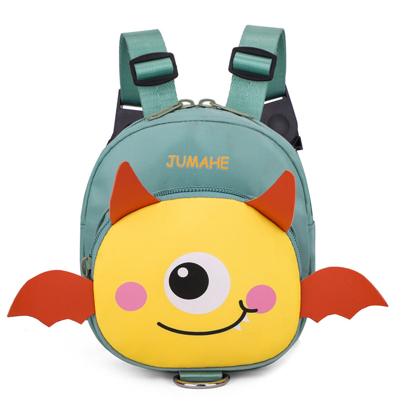 Green Adorable Monster Pet Backpack Harness - Small Dog &amp; Cat Treat Pouch with Poop Bag Dispenser