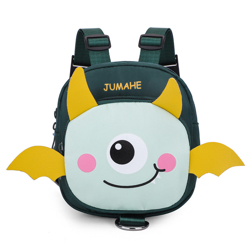 Dark Green Adorable Monster Pet Backpack Harness - Small Dog &amp; Cat Treat Pouch with Poop Bag Dispenser