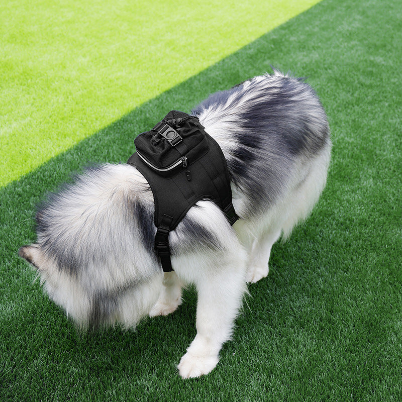 Size L Black Ultimate Dog Harness Vest with Backpack - Padded, Reflective &amp; Adjustable for Medium to Large Breeds