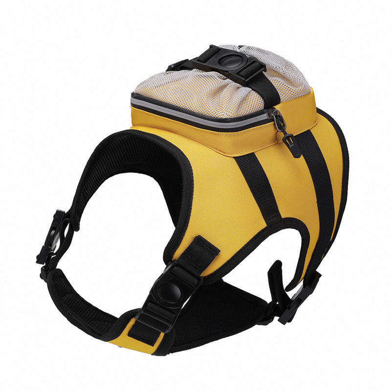 Size S Black and Yellow Ultimate Dog Harness Vest with Backpack - Padded, Reflective &amp; Adjustable for Medium Sized Dogs