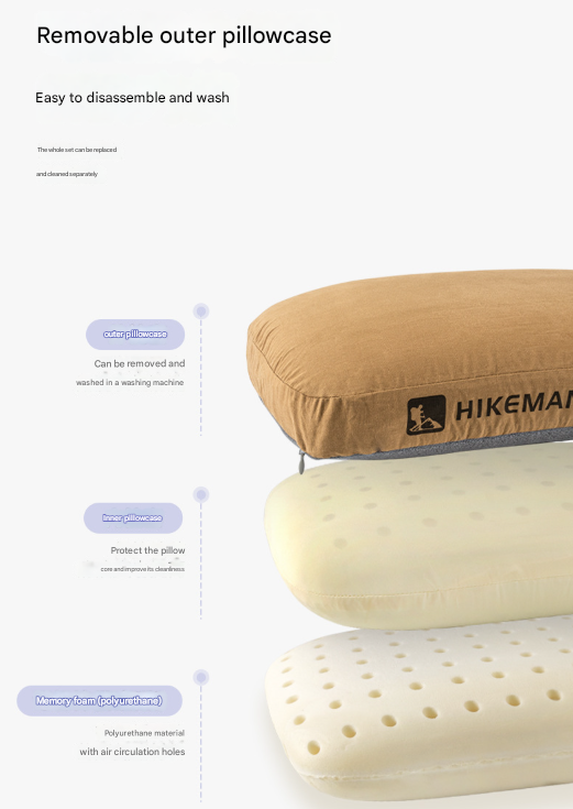 Coffee Reversible Memory Foam Travel Pillow - All-Season Comfort Neck Support for Deep Sleep & Portability