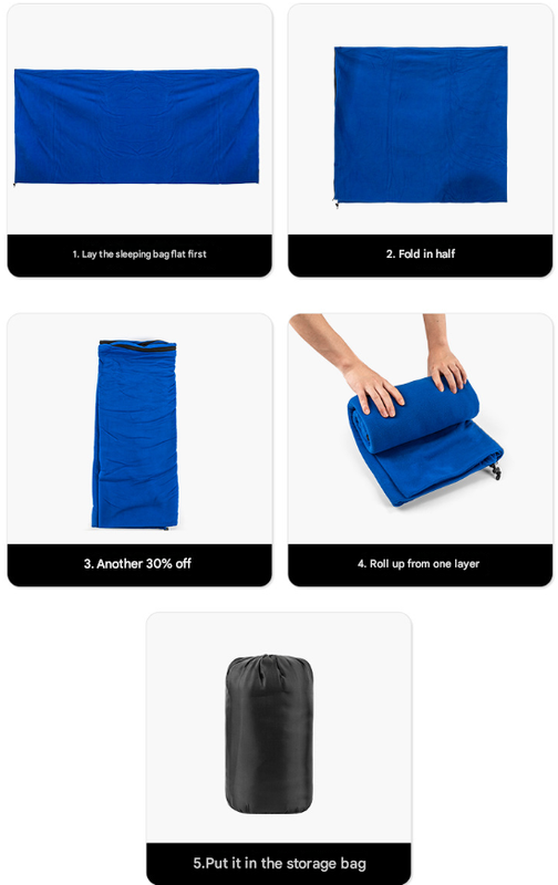 Blue Versatile Double-Sided Fleece Bag Liner - Lightweight & Portable Travel Blanket for Camping & Outdoors