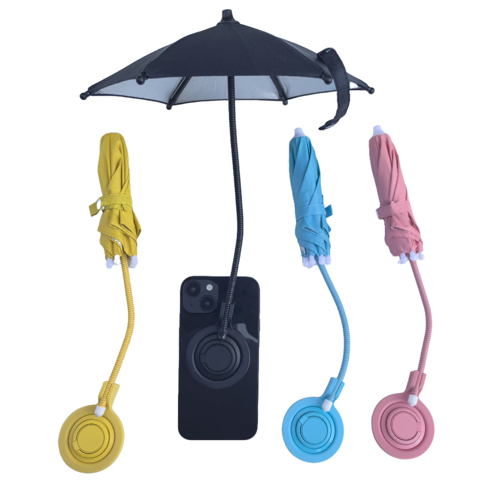 Pink Magnetic Phone Umbrella Sun Shade - Clear Outdoor Screen Visor, Anti-Glare Mini Parasol for iPhone