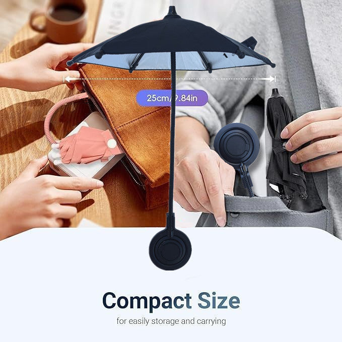 Pink Magnetic Phone Umbrella Sun Shade - Clear Outdoor Screen Visor, Anti-Glare Mini Parasol for iPhone